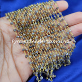 Sale!!!! Natural Gray Moonstone Beaded Chain, Necklace Chain, Wire Wrapped Gemstone Beaded Chain, Rosary Beaded Chain – SELLING BY FOOT